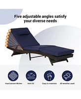 Outdoor Wicker Reclining Lounge Chairs (Set of 2) - Beach, Pool, Garden