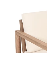 Outdoor Acacia Club Chairs (Set of 2), Brown Wash, Beige Cushions