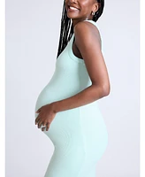 Motherhood Maternity Crew Neck Sleeveless Racerback Midi Dress