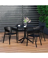 5-Piece Modern Square Patio Dining Table Set with Stackable Chairs