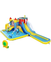 Qaba 6 in 1 Inflatable Water Slide Park with 550W Blower for Kids 3-8 Years