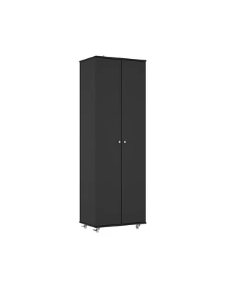 2-door shoe cabinet with Adjustable shelves, versatile storage, sturdy and durable, universal wheel design, four wheels, two brakes,black ra
