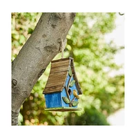Farmhouse Solid Wood Hanging Birdhouse for Outdoor Garden Decoration