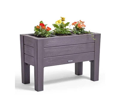 Rectangular Plastic Raised Garden Bed Planter Box - Cedar Wood Finish