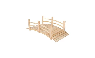 Cedar Wood Garden Bridge with Railings for Elegant Outdoor Landscape Decor