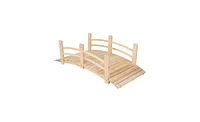 Cedar Wood Garden Bridge with Railings for Elegant Outdoor Landscape Decor