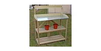 Outdoor Garden Workstation Potting Bench with Metal Top