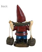 Peter with a Pair of Pails Gnome Statue - Outdoor, Lawn and Garden Decoration Sculpture - Contemporary Design - Durable Resin Construction - 14-Inch