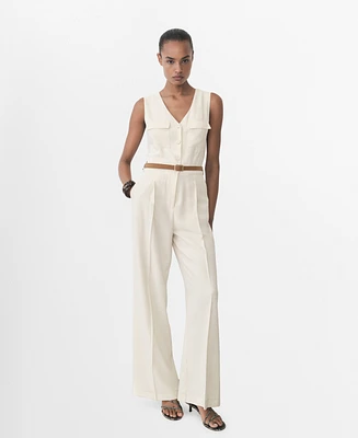 Mango Women's Belt Long Jumpsuit