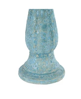 Avignon Outdoor Ceramic Bird Bath - 18.75" H - Uv- and Frost-Resistant - Glazed Bowl with Blue Lava Finish