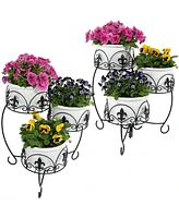 3-Tiered Plant Stand for Indoor or Outdoor Use - Metal Flowerpot Holder - 22" - Set of Two - Black