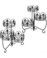 3-Tiered Plant Stand for Indoor or Outdoor Use - Metal Flowerpot Holder - 22" - Set of Two - Black