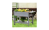 Multi-Tier Wooden Garden Box with Planter and Storage