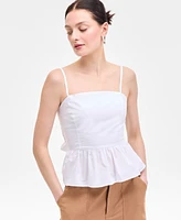 On 34th Women's Cotton Tie-Back Peplum Tank, Exclusively at Macy's