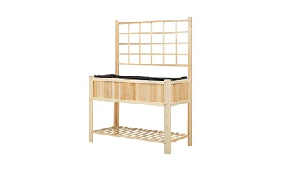 Multi-Functional Wooden Garden Box with Storage and Planter Space