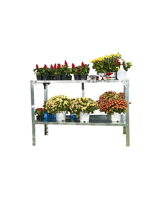 Outdoor Metal Shelving Unit Garden Potting Bench in Sturdy Galvanized Steel