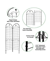 2 Pack Metal Garden Trellis for Climbing Plants Outdoor 86.7'' x 19.7'' Rustproof Plant Support Rose Trellis Netting Trellis Black