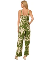 Adrianna by Papell Women's Palm-Print Wide-Leg Jumpsuit