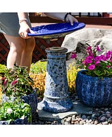 Rennes Outdoor Ceramic Bird Bath - 22.5" H - Uv- and Frost-Resistant