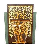 Mighty Oak Outdoor Water Fountain with Lights - Galvanized Steel - 41.25-Inch - Includes Warm White Led Lights