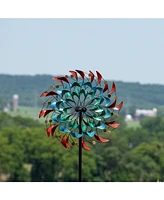 Rainbow Breezes Metal Garden Wind Spinner - Removable Pole Sections for Adjustable Height - Dual-Motion Blades - 360-Degree Swivel