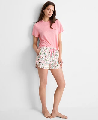 State of Day Women's Floral Knit Drawstring Shorts, Exclusively at Macy's