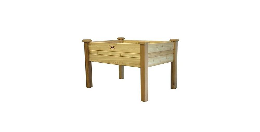 Elevated 2Ft x 4-Ft Cedar Wood Raised Garden Bed Planter Box - Unfinished