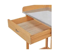Potting Bench with Galvanized Steel Table Top for Durable Outdoor Gardening