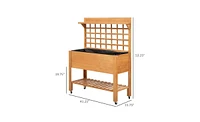 Wooden Garden Box with Separate Planter and Storage Compartments