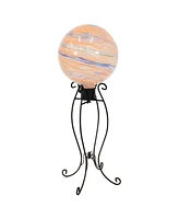 Graceful Curved Outdoor Gazing Globe Stand - Metal Garden Globe Stand for 8" to 12" Gazing Balls - Black - 18.25" H