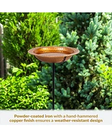 Copper Bird Bath for Outdoors - Detachable Bird Bath Bowl with Stake - 38" H