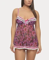 Jezebel Women's Ruffles Luxe Floral Babydoll with Hipster 82154P