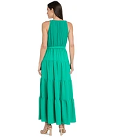R & M Richards Women's Mixed-Media Tiered Maxi Dress