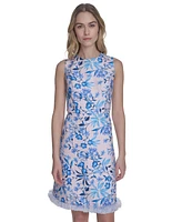Eliza J Women's Tweed A-Line Floral-Pattern Dress