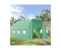 Greenhouse with Green Pe Cover - Durable Outdoor Plant Growing Shelter