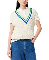 Lacoste Usa Women's Varsity Cable-Knit Sweater Vest