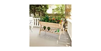 Farmhouse 2 Tier Large Outdoor Wooden 5-ft Raised Garden Bed Planter Box