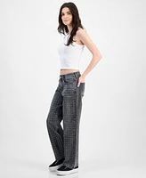 Superjene Juniors' Studded Wide-Leg Jeans