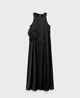 Mango Women's Satin Maxi-Flower Dress