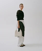 Mango Women's Metal Handle Leather Shoulder Bag