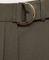 Mango Women's Belt Buckle Pleated Skirt