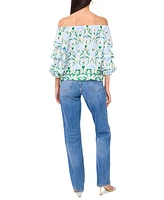 Vince Camuto Women's Printed Bubble-Sleeve Top