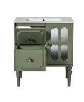 Retro 30" Bathroom Vanity with Sink, 2 Drawers, Green