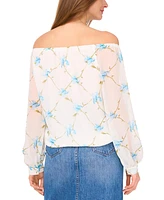Vince Camuto Women's Floral-Print Off-the-Shoulder Tied-Hem Top