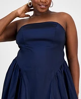 Emerald Sundae Trendy Plus Strapless Taffeta Dress
