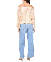 Vince Camuto Women's Printed Off-the-Shoulder Tied-Hem Top