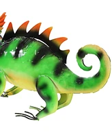Greg and Gary 8.5-Inch Iron Sheet Chameleon Metal Statues - Set of 2 - Indoor/Outdoor Use - Green