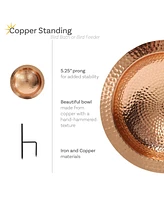 Standing Copper Bird Bath or Bird Feeder - Detachable Hand-Hammered Bowl with Stake - 33” H