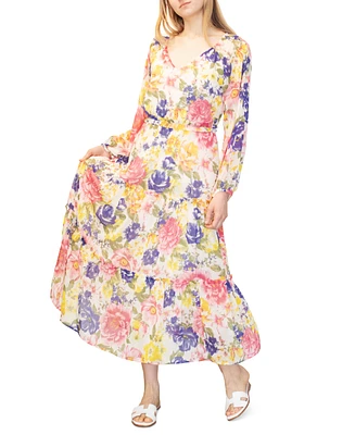 Juniors' Floral-Print Tiered Midi Dress