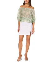 Vince Camuto Women's Printed Off-the-Shoulder Pleated Top